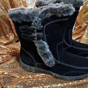 Journee Collection Black Fur-Trimmed Ankle Boots